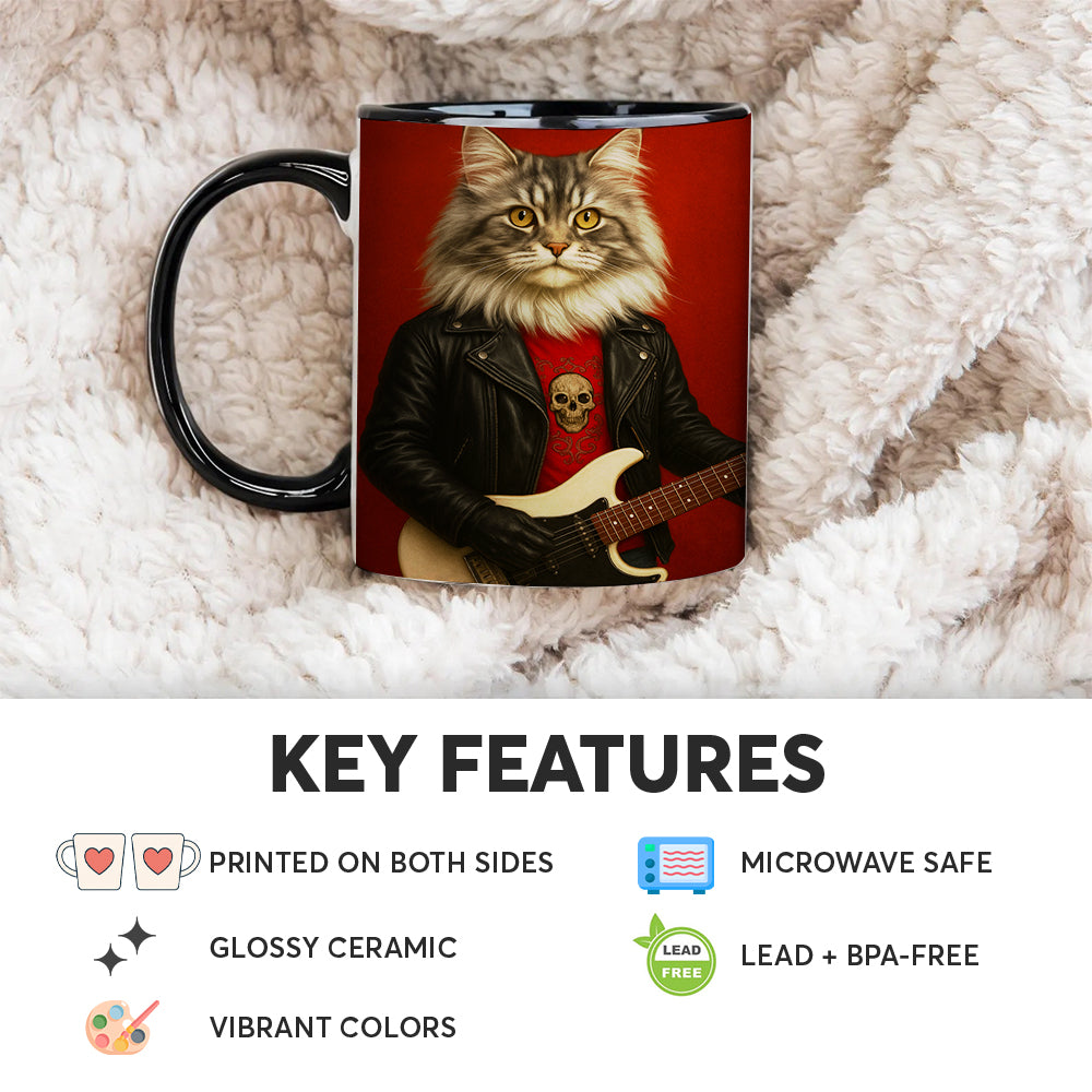 Custom Photo Guitarist Cat MugGift For Cat