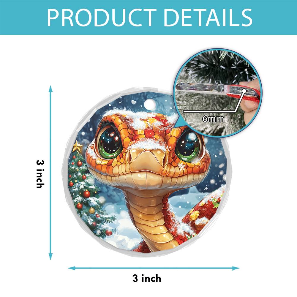 Beautiful Angus Snake Christmas Night Design 1 Glass Ornament