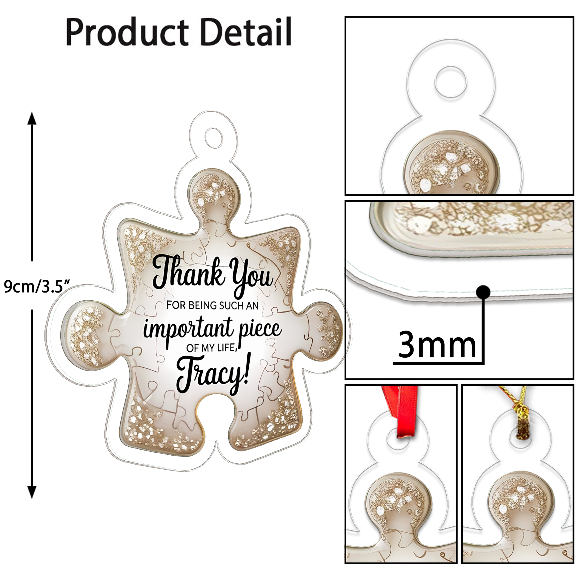 Personalized A Cherished Piece of Friendship to Treasure Ornament, Personalized Best Friend Keepsake, Thank You Gift, Best Friend Gift