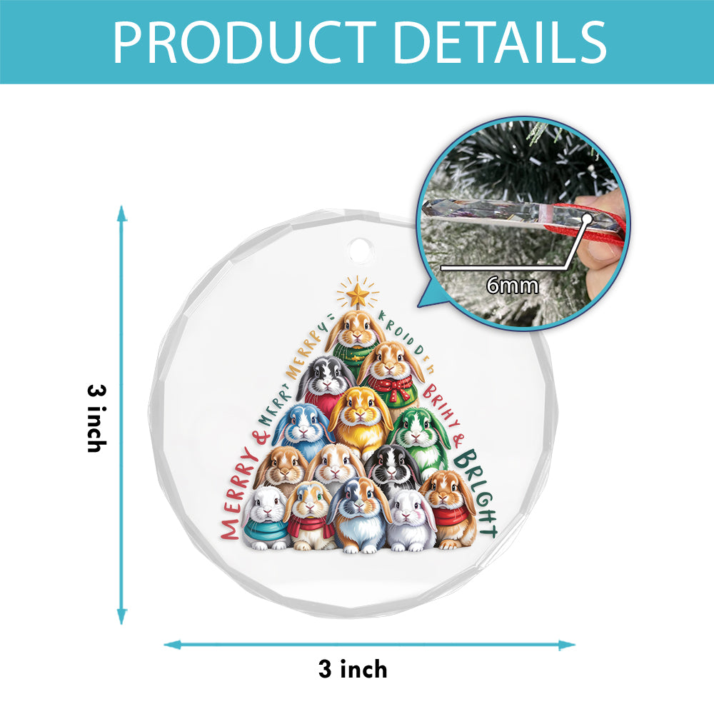 Bunny Xmas Glass Ornament