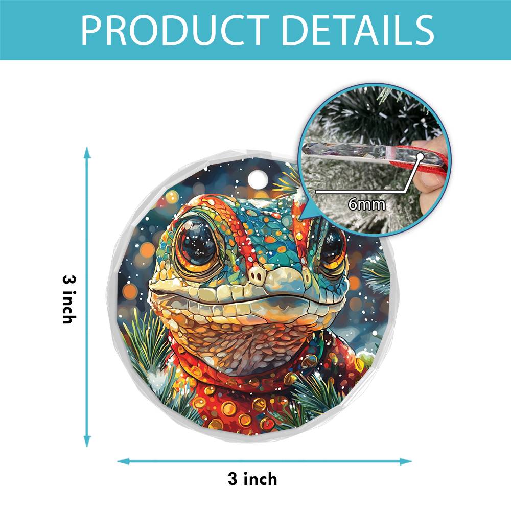 Beautiful Angus Lizard Christmas Night Design 1 Glass Ornament