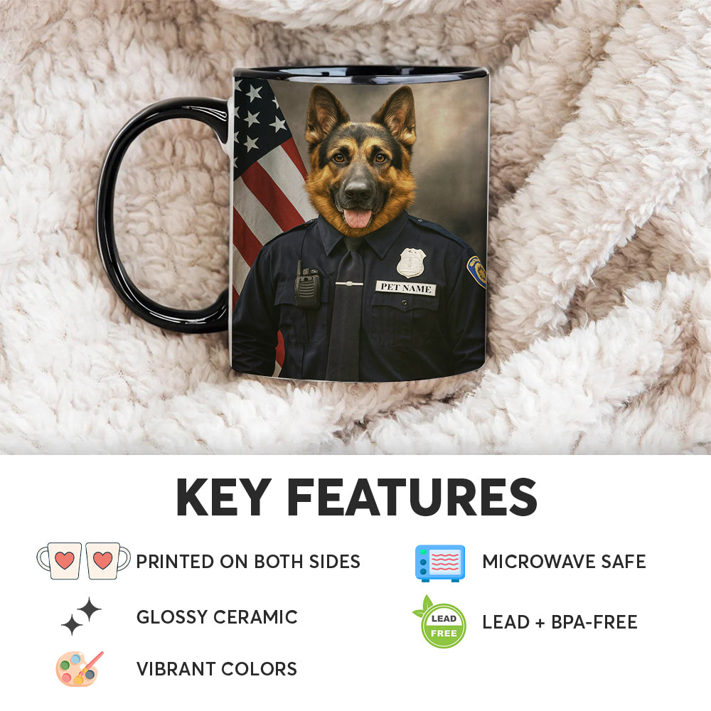 Custom Dog Photo Policeman Mug _ Gift For Dog Lovers