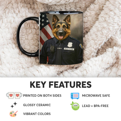 Custom Dog Photo Policeman Mug _ Gift For Dog Lovers