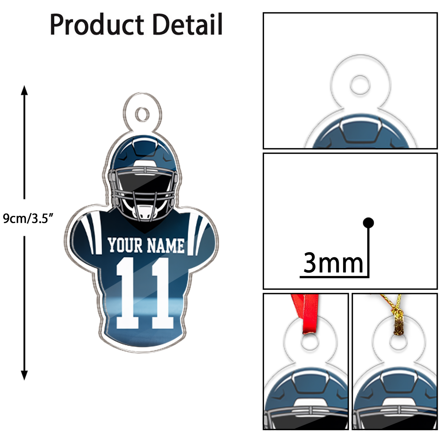 Custom Name American Football 2 Acrylic Ornament Christmas Gift