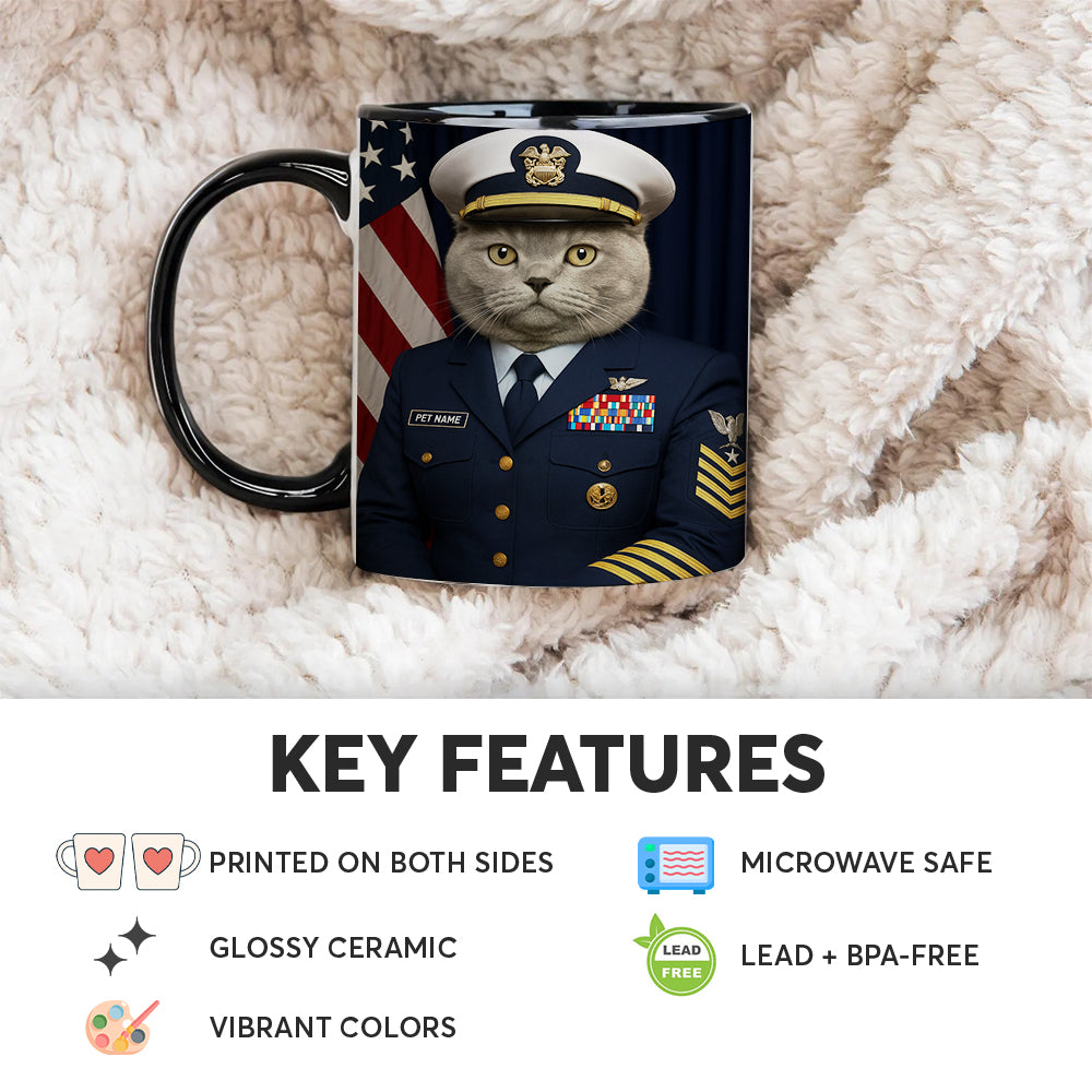 Custom Cat Photo Us Navy Mug _ Gift For Cat Lovers
