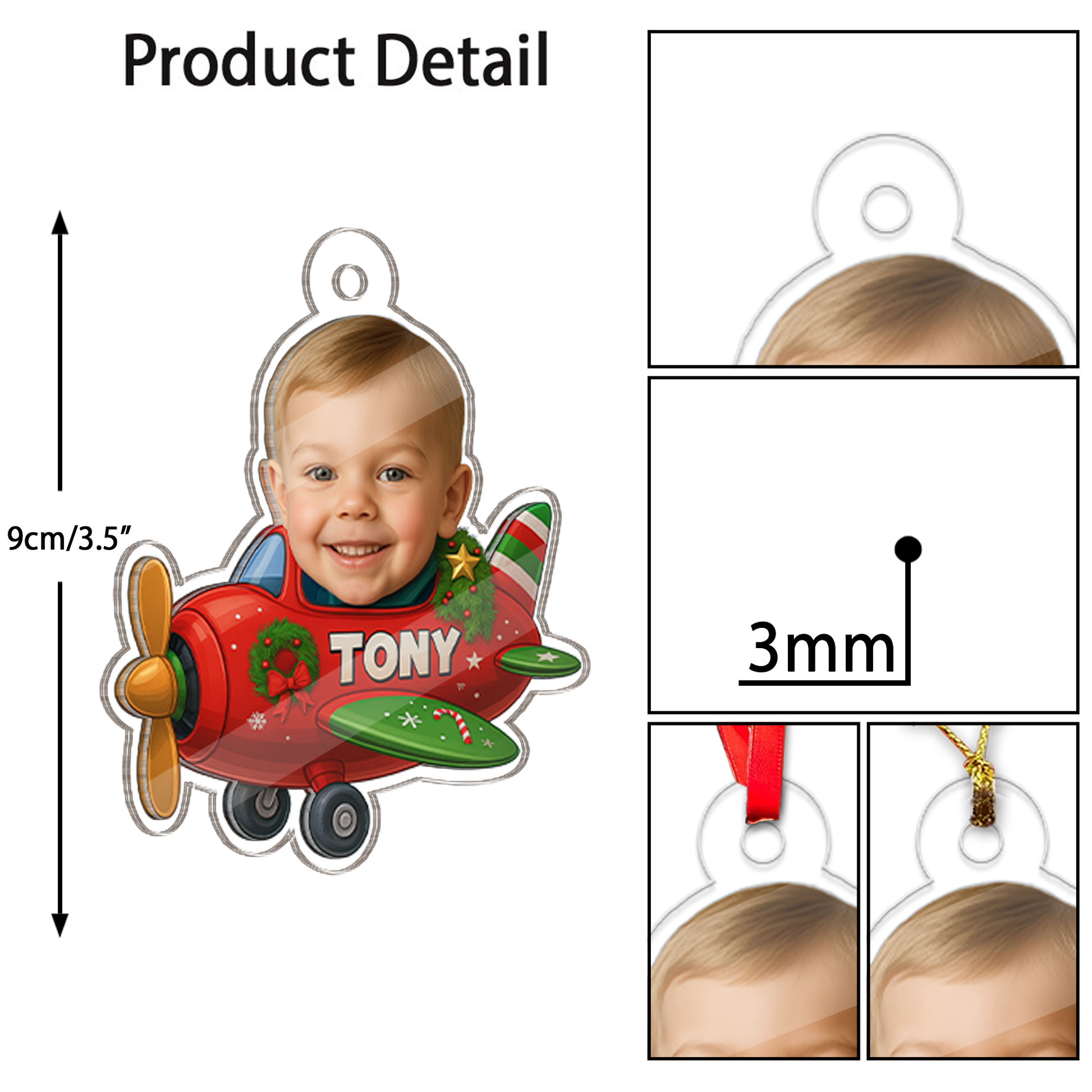 Custom Photo Baby Face In Helicopter Ornament, Personalized Portrait Pilot Ornament, Photo Car Ornament, Custom Baby Gift, Funny Ornament