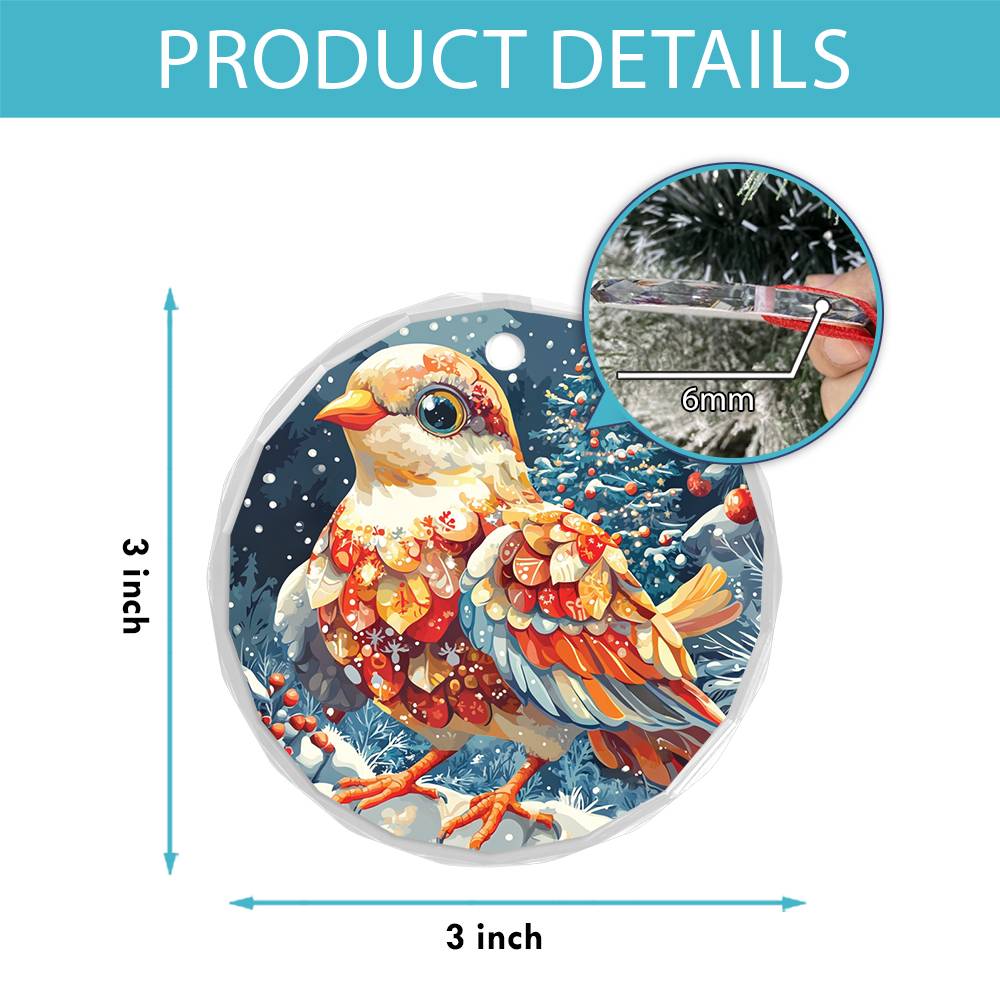 Beautiful Dove Christmas Night Design 1 Glass Ornament