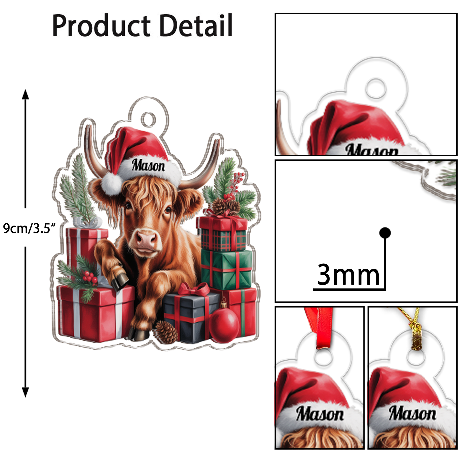 Custom Name Xmas Highland Cow