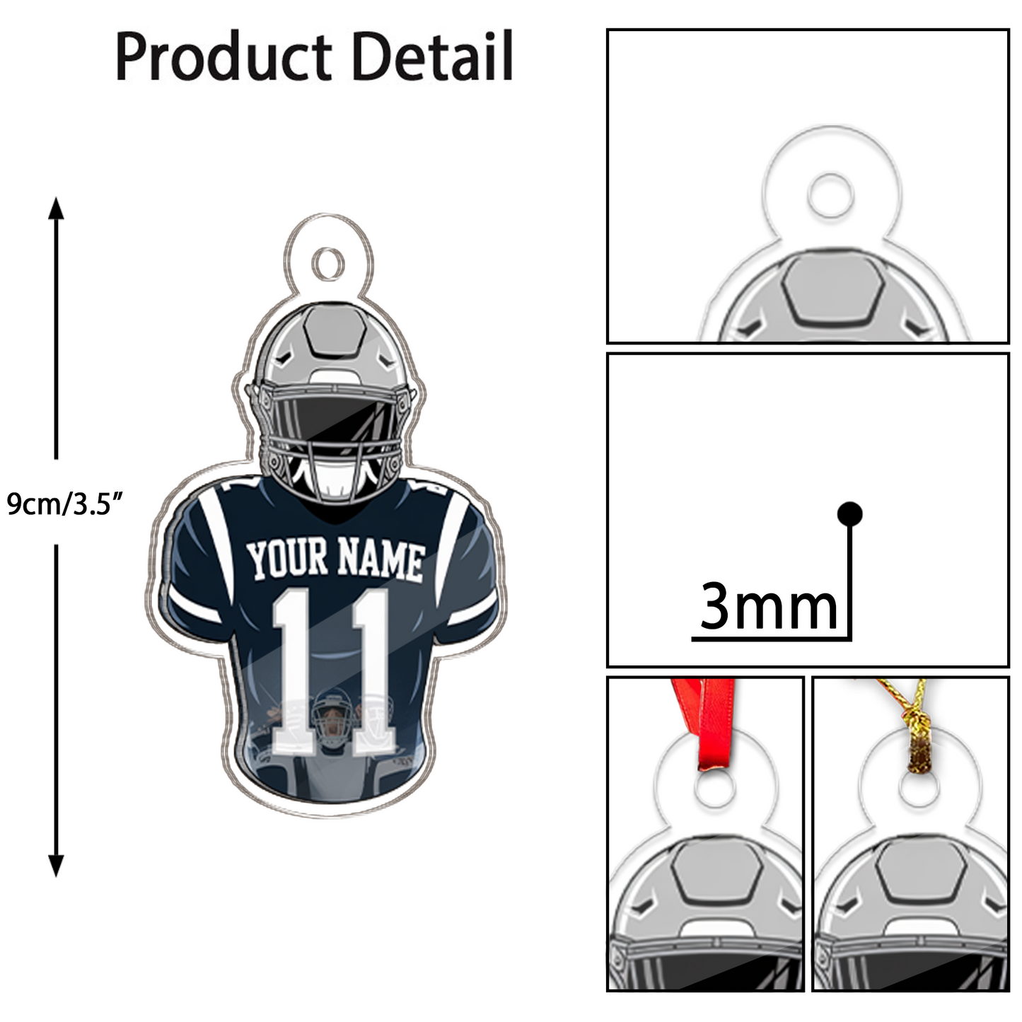 Custom Name American Football 1 Acrylic Ornament Christmas Gift