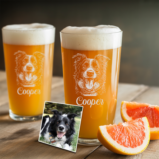 Custom Photo Dog Beer Glasses | Custom Pint Glass with Your Dog's Photo | Dog Photo On Pint Glass TNNGL22
