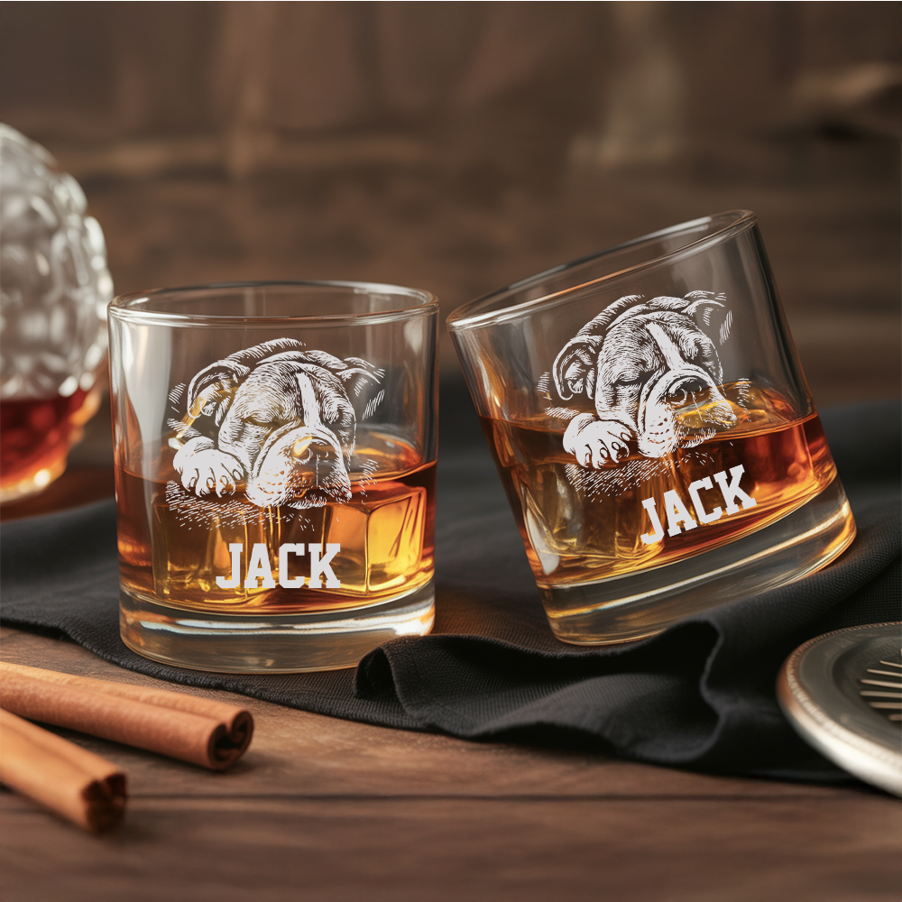 Custom Pet Portrait Whiskey Glass, Engraved Dog Portrait Gift, Pet Photo on Glass, Gift For Dog Lover TNNGL41