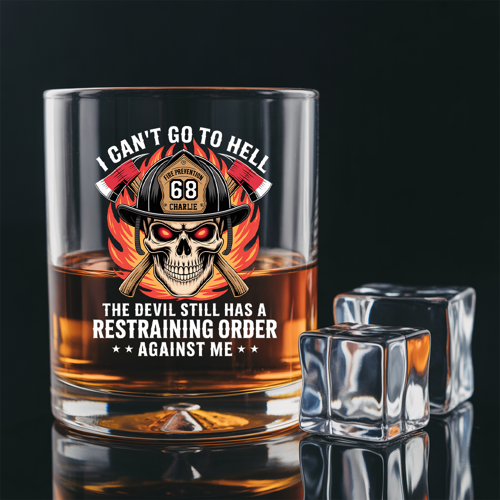 Personalized Firefighter I Can't Go To Hell Decanter, Gift For Fireman Decanter With Whiskey Glasses Set, First Responder Gift TNN028