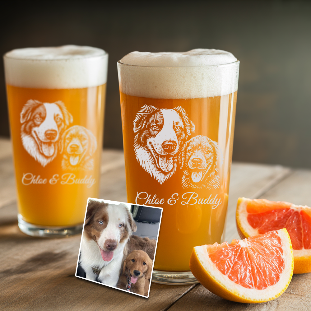 Custom Photo Dog Beer Glasses Using Pet Photo | Custom Pet Pint Glasses | Personalized Dog Photo On Glass TNNGL24