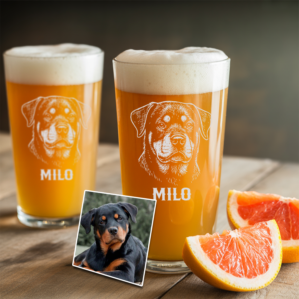 Custom Photo Dog Beer Glasses | Personalized Pint Glass with Your Dog's Photo | Gift for Pet Owners TNNGL20