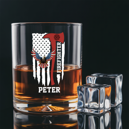 Personalized American Eagle Firefighter Decanter Set, Gift For Fireman, First Responder Gift TNN041