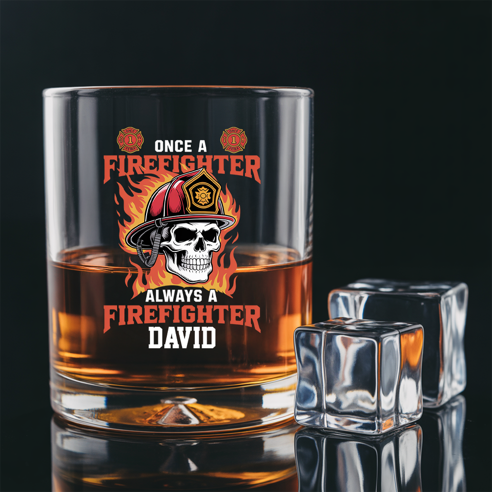 Personalized Once A Firefighter Always A Firefighter Decanter Set, Gift For Fireman, First Responder Gift TNN050