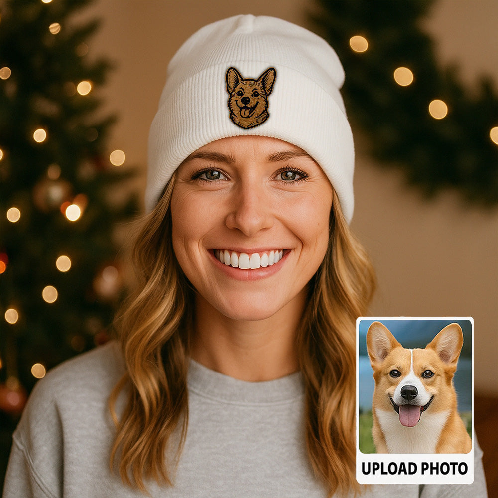 Custom Dog  Beanie Hat – Personalized Winter Knit Hat with Your Pet’s Photo, Cute Pet Owner Gift TH99B04