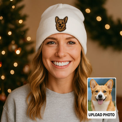Custom Dog  Beanie Hat – Personalized Winter Knit Hat with Your Pet’s Photo, Cute Pet Owner Gift TH99B04