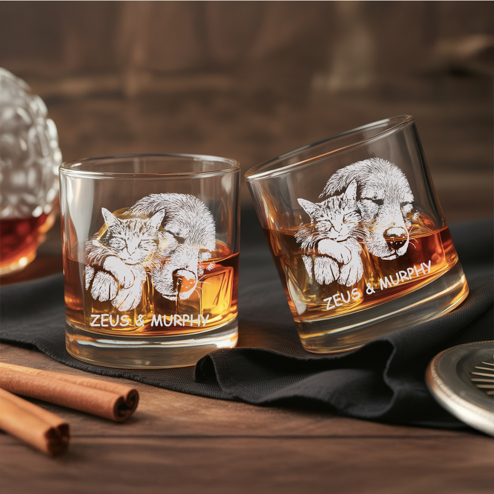 Custom Pet Portrait Whiskey Glass, Engraved Dog Portrait Gift, Pet Photo on Glass, Gift For Dog Lover TNNGL38