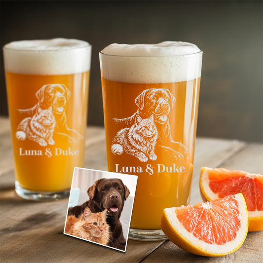 Custom Photo Dog Beer Glasses Using Pet Photo | Custom Pet Pint Glasses | Personalized Dog Beer Glass TNNGL25