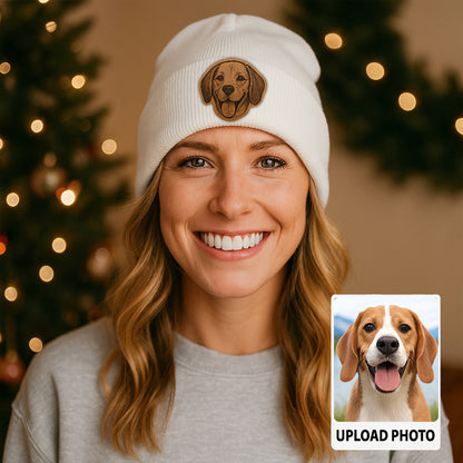 Personalized Pet Photo Beanie – Custom Dog Face Winter Hat, Cozy Knit Beanie for Pet Owners TH99B12