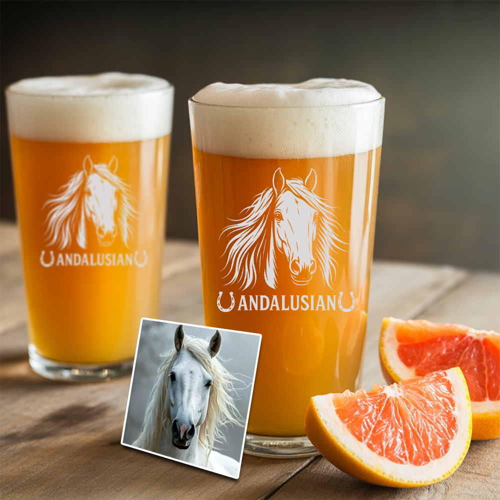 Custom Photo Horse Pint Glass – Unique Gift for Equestrians and Horse Owners THUC99H02