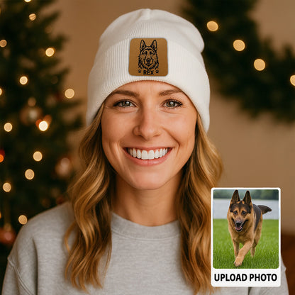 Personalized Dog Photo Beanie – Custom Pet Face Winter Hat, Warm Knit Beanie for Dog Moms and Dog Dads TH99B02
