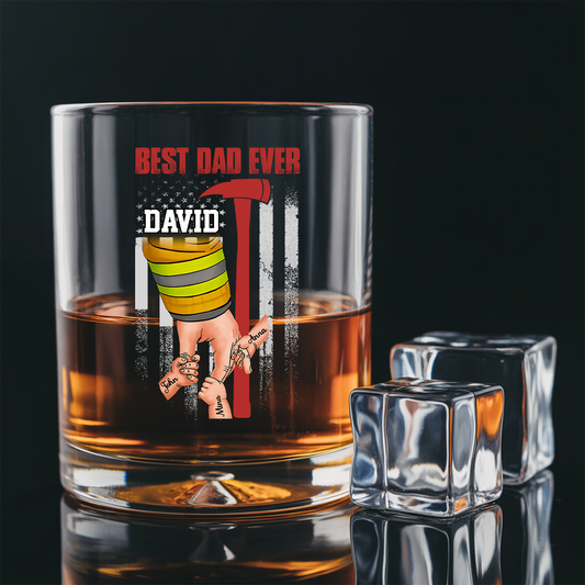 Personalized Best Dad Ever Firefighters Decanter Set, Gift For Fireman, First Responder Gift TNN031