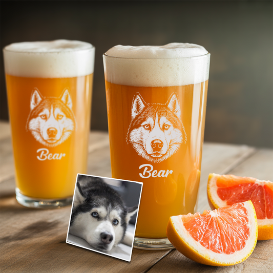 Custom Dog Photo Beer Glasses | Personalized Pint Glass with Your Dog's Photo | Gift for Pet Owners TNNGL21