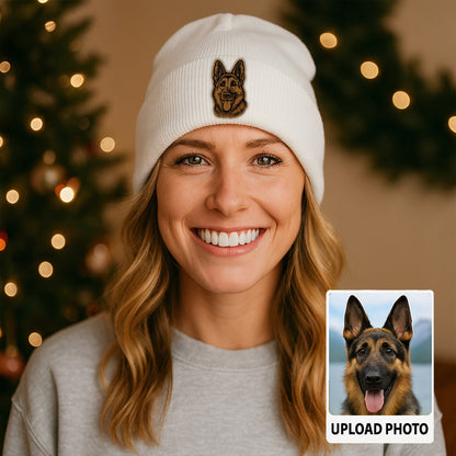 Personalized Dog Beanie Hat – Custom Pet Face Winter Knit Hat, Cute Gift for Dog Owners TH99B07