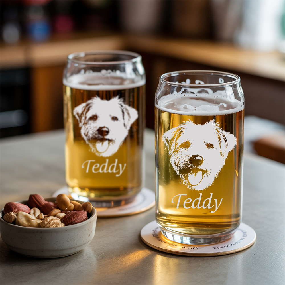 Custom Photo Dog Beer Glasses | Personalized Dog Photo Beer Can Glasses | Custom Pet Gift TNNGL28