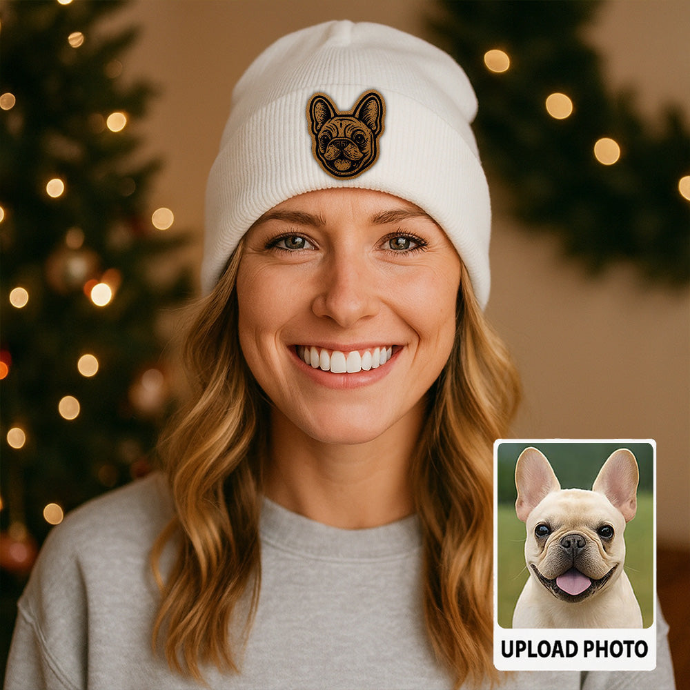 Custom Pet Photo Beanie Hat – Personalized Knit Hat with Dog or Cat Picture, Perfect Gift for Animal Lovers TH99B03