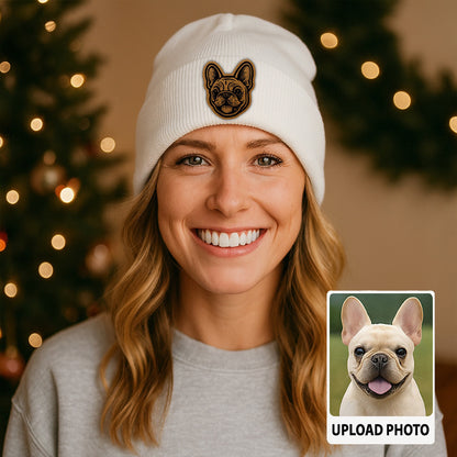 Custom Pet Photo Beanie Hat – Personalized Knit Hat with Dog or Cat Picture, Perfect Gift for Animal Lovers TH99B03