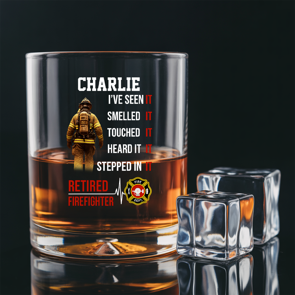 Personalized Retired Firefighter Smelled It Touched It Heard It Stepped In It Decanter Set, Gift For Fireman, First Responder Gift TNN042