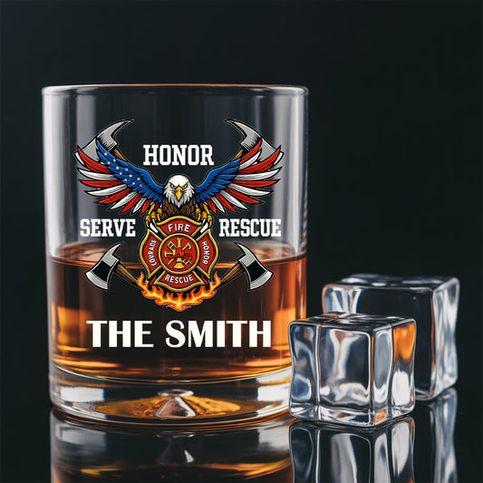 Personalized Honor Serve Rescue American Eagle Firefighter Decanter Set, Gift For Fireman, First Responder Gift TNN041