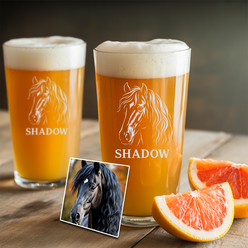 Custom Photo Horse Beer Pint Glass – Unique Keepsake for Horse Moms & Dads THUC99H04