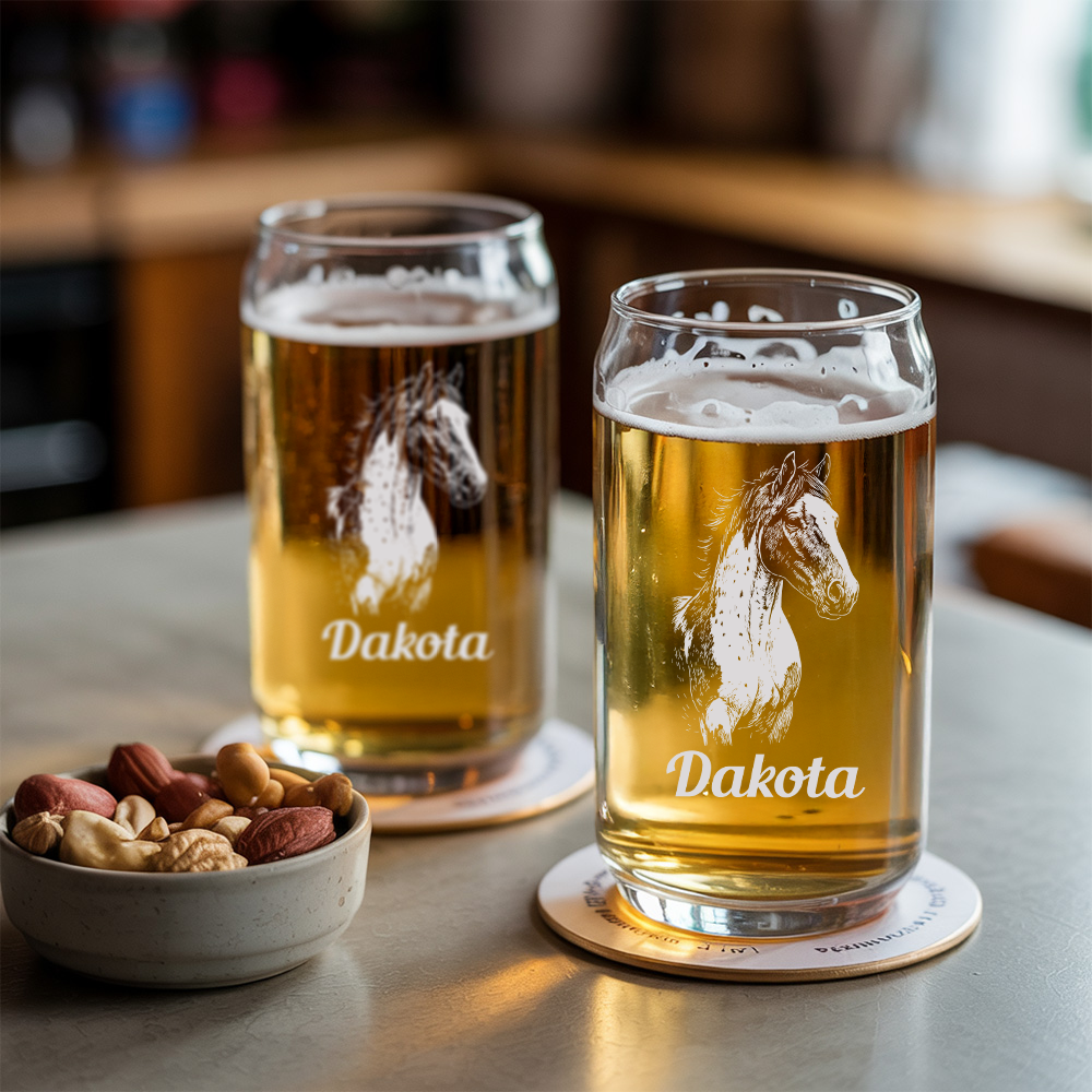 Custom Photo Horse Beer Can Glass | Personalized Gift for Pet Owners | Gift For Pet Lover TNNGL01