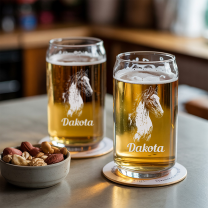 Custom Photo Horse Beer Can Glass | Personalized Gift for Pet Owners | Gift For Pet Lover TNNGL01