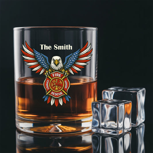 Personalized American Eagle Firefighter Decanter Set, Gift For Fireman, First Responder Gift TNN040