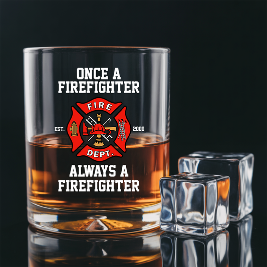 Personalized Once A Firefighter Always A Firefighter Decanter Set, Gift For Fireman, First Responder Gift TNN049