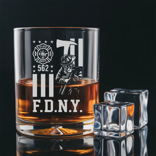 Personalized Gift For Firefighter Thin Red Line Decanter Set, Gift For Fireman, First Responder Gift TNN054