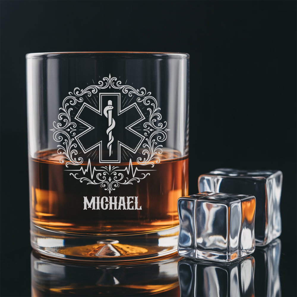 Personalized Firefighter Decanter With Whiskey Glasses Set, First Responder Gift, Firefighter Maltese Cross Decanter, Fireman Gift TNN018
