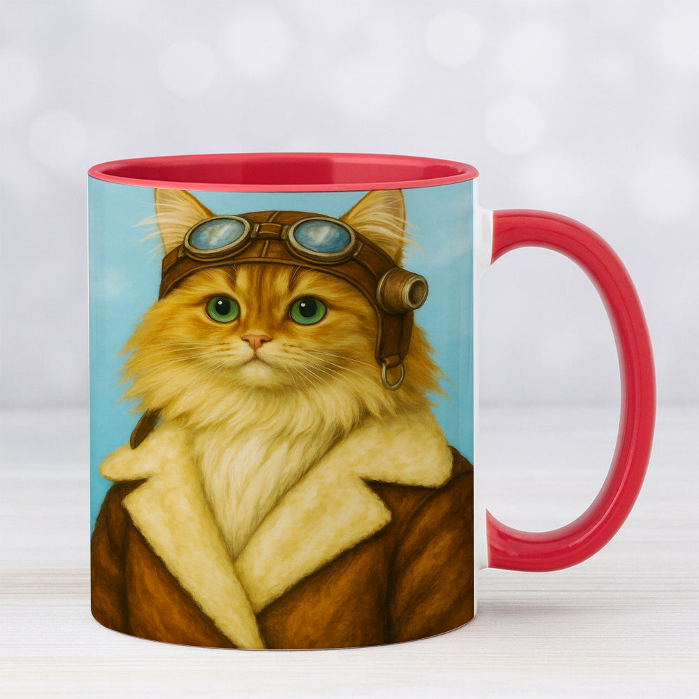 Custom Photo Portrait Pilot MugGift For Cat Lovers