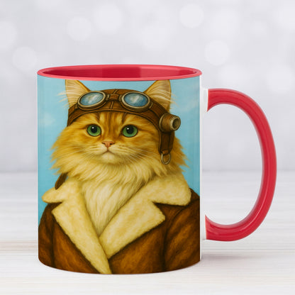 Custom Photo Portrait Pilot MugGift For Cat Lovers