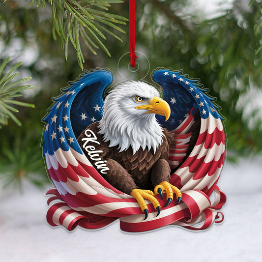 Custom Name Eagle American Flag For Patriot