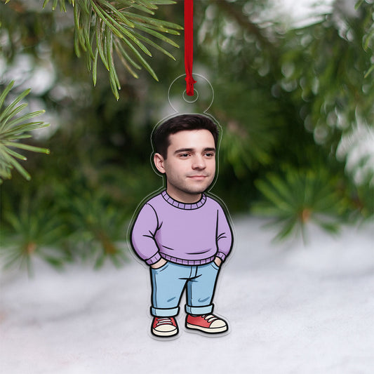 I'm Just A Chill Guy Ornament with Custom Photo, Funny Personalized Christmas Ornament, Holiday Humor Keepsake