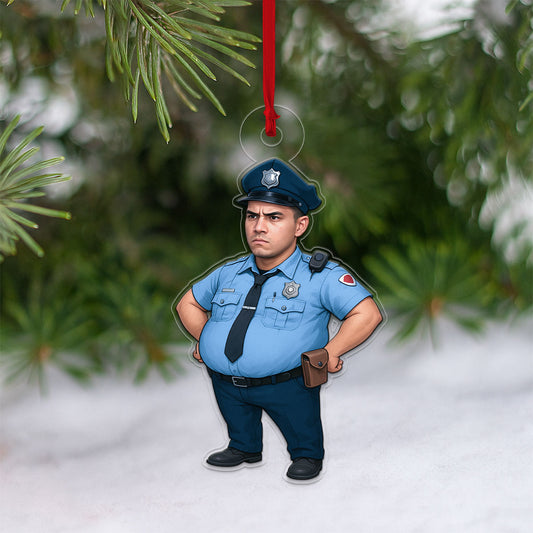 Custom Photo Funny Police Ornament, Personalized Cop Christmas Ornament, Gag Gift Holiday Decoration, Quirky Keepsake, Unique Xmas Ornament
