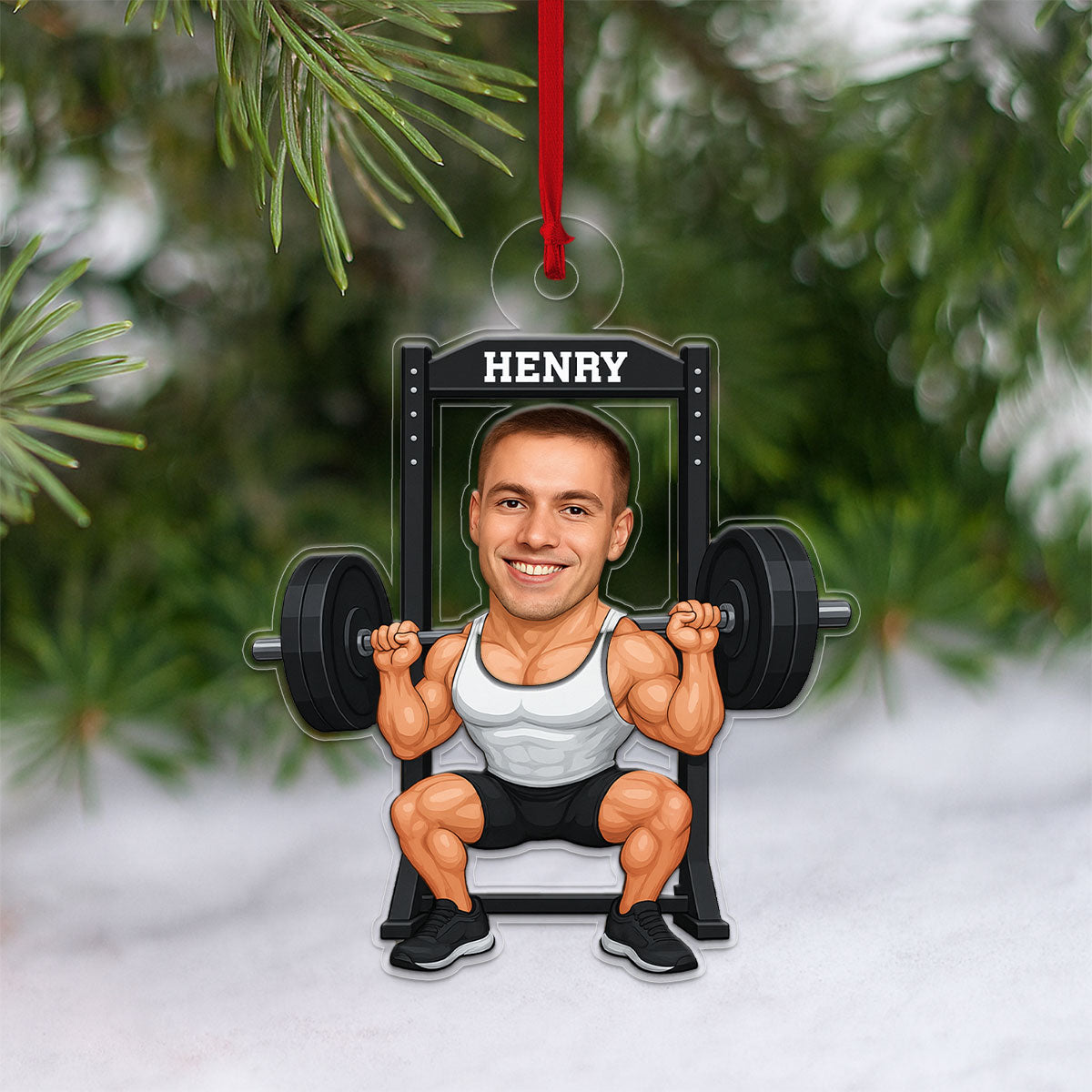 Custom Photo Gymer Ornament, Personalized Workout Christmas Ornament, Fitness Lover Gift, Holiday Gym Decoration