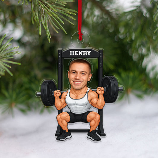 Custom Photo Gymer Ornament, Personalized Workout Christmas Ornament, Fitness Lover Gift, Holiday Gym Decoration