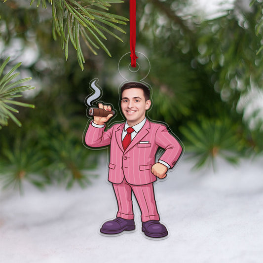 Custom Photo Rich Men Ornament, Personalized Funny Christmas Ornament, Adult Humor Gag Gift, Quirky Holiday Decoration, Unique Xmas Keepsake